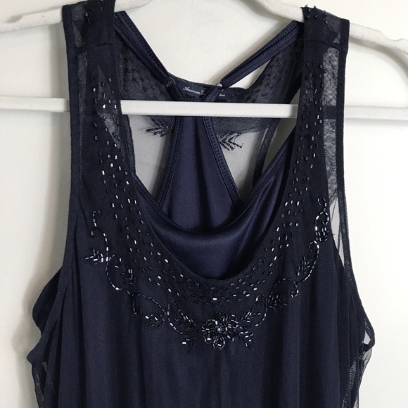 American Eagle Layered Sheer Beaded Dress-Sleeveless-Large - Picture 7 of 9